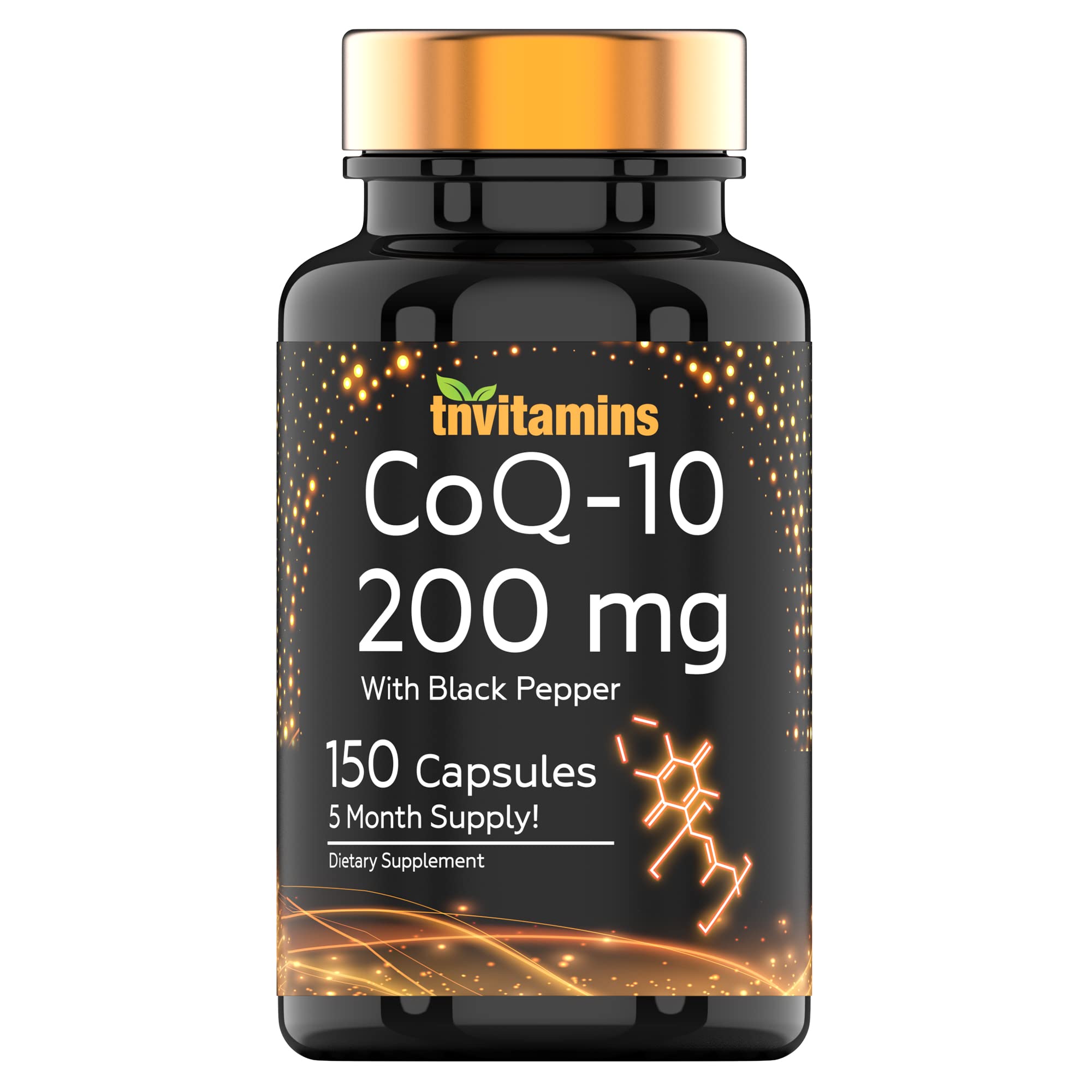 TNVitamins CoQ10 200 mg botella de cápsulas con liberación rápida para más energía diaria