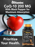 TNVitamins CoQ10 200 mg no-GMO libre de alérgenos para diversas dietas
