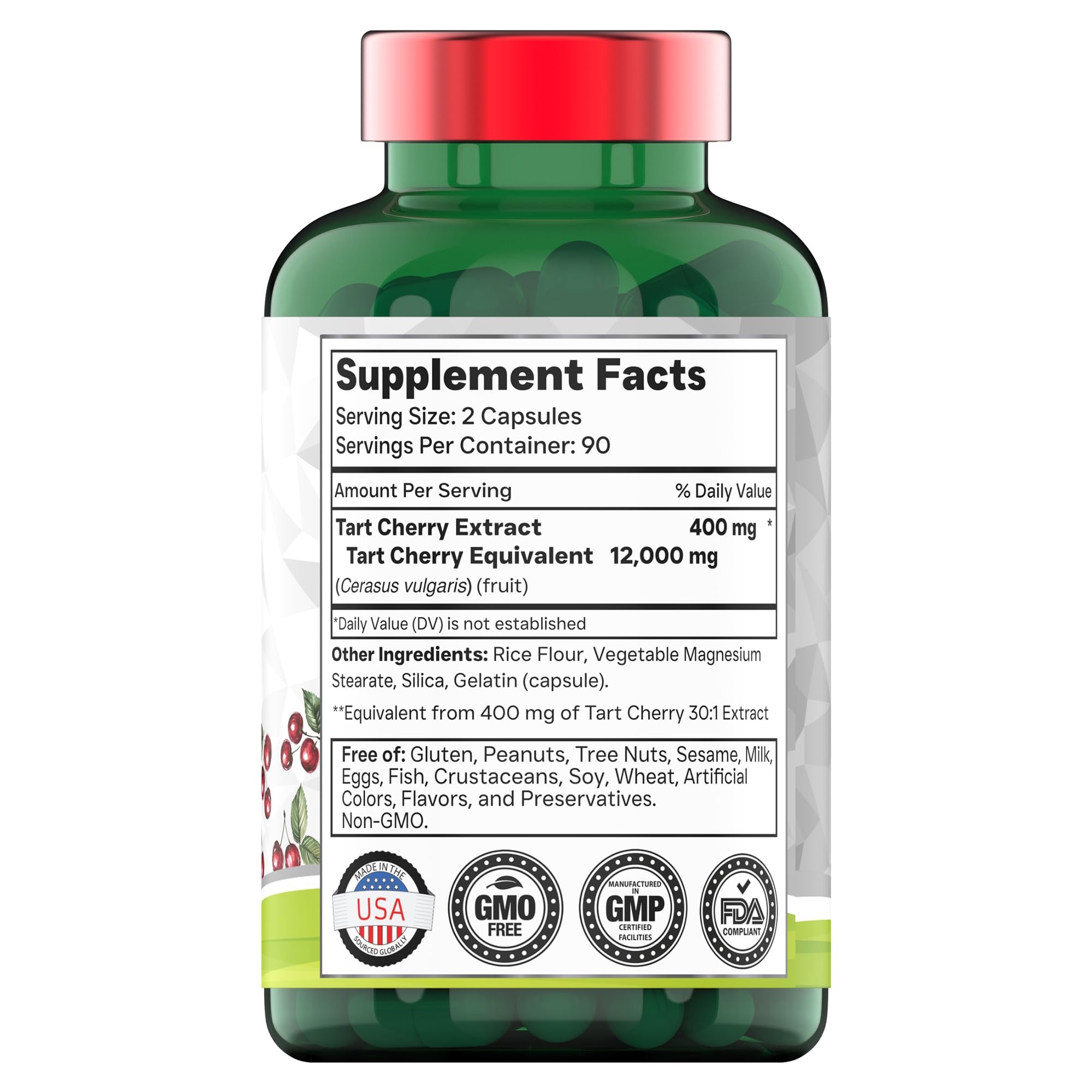 tnvitamins etiqueta cereza Montmorency vista detallada de antioxidantes