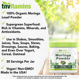 tnvitamins Moringa organica polvo: cuchara medidora para batidos nutritivos