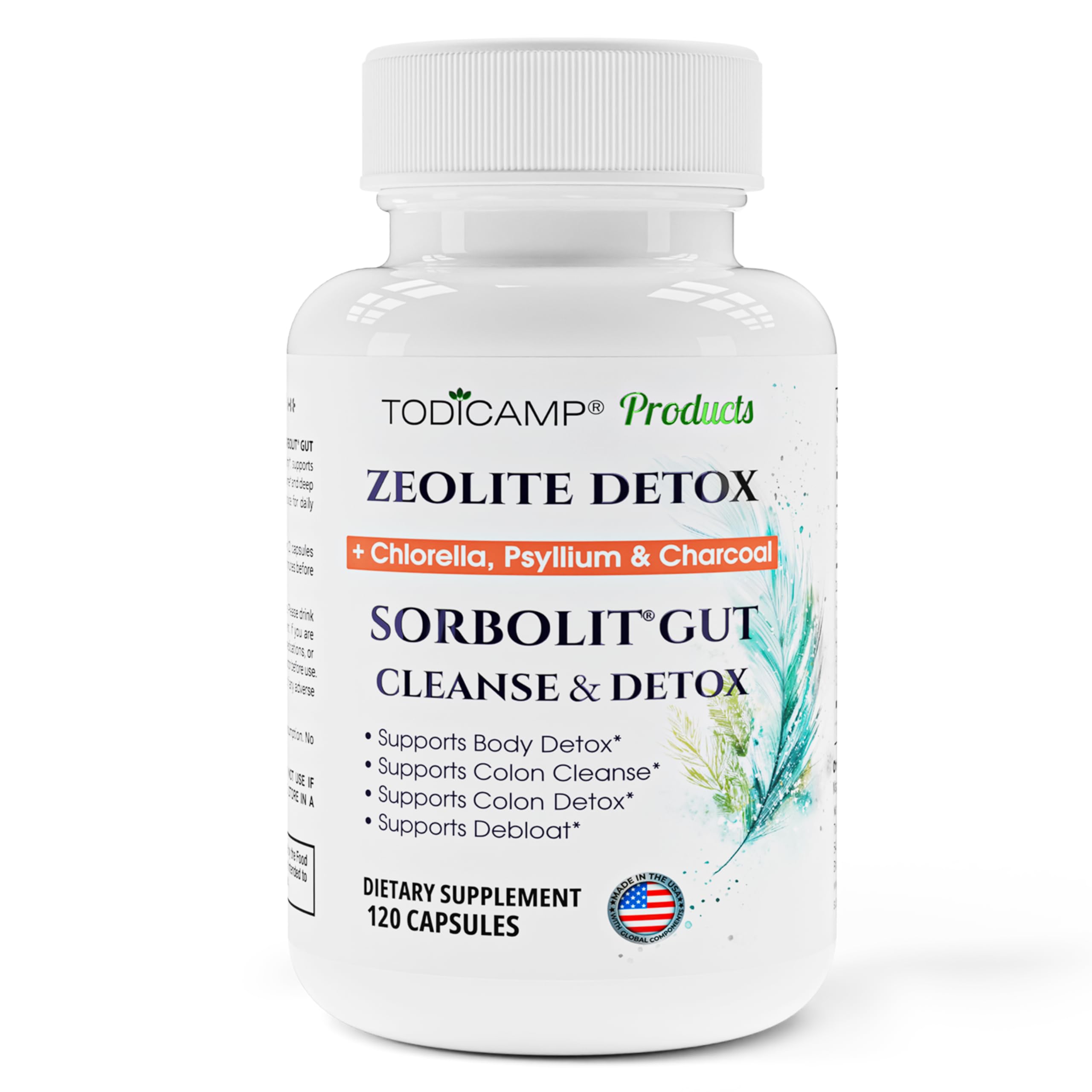 Sorbolit TODICAMP en botella, enfatiza detox suave para el colon.