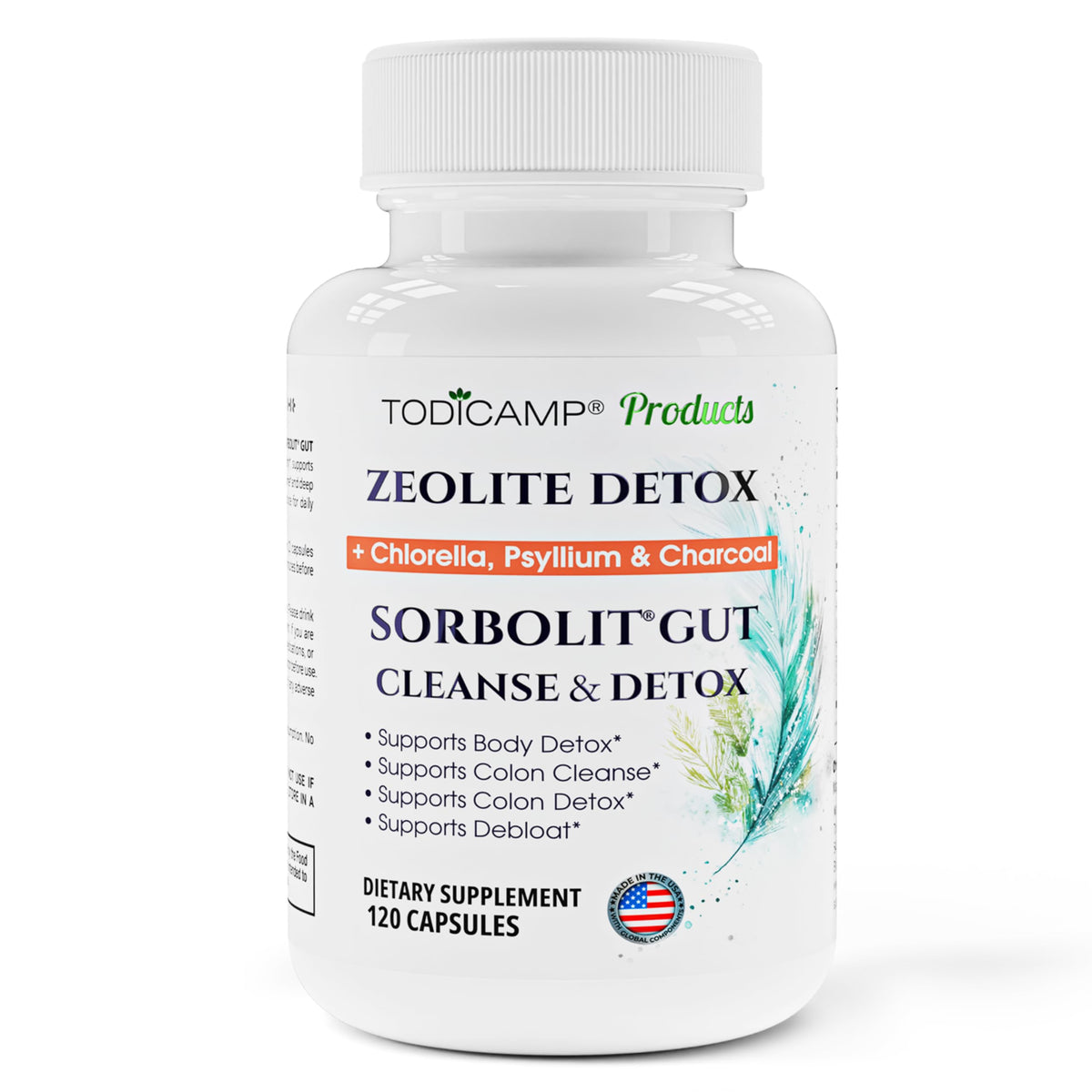 Sorbolit TODICAMP en botella, enfatiza detox suave para el colon.