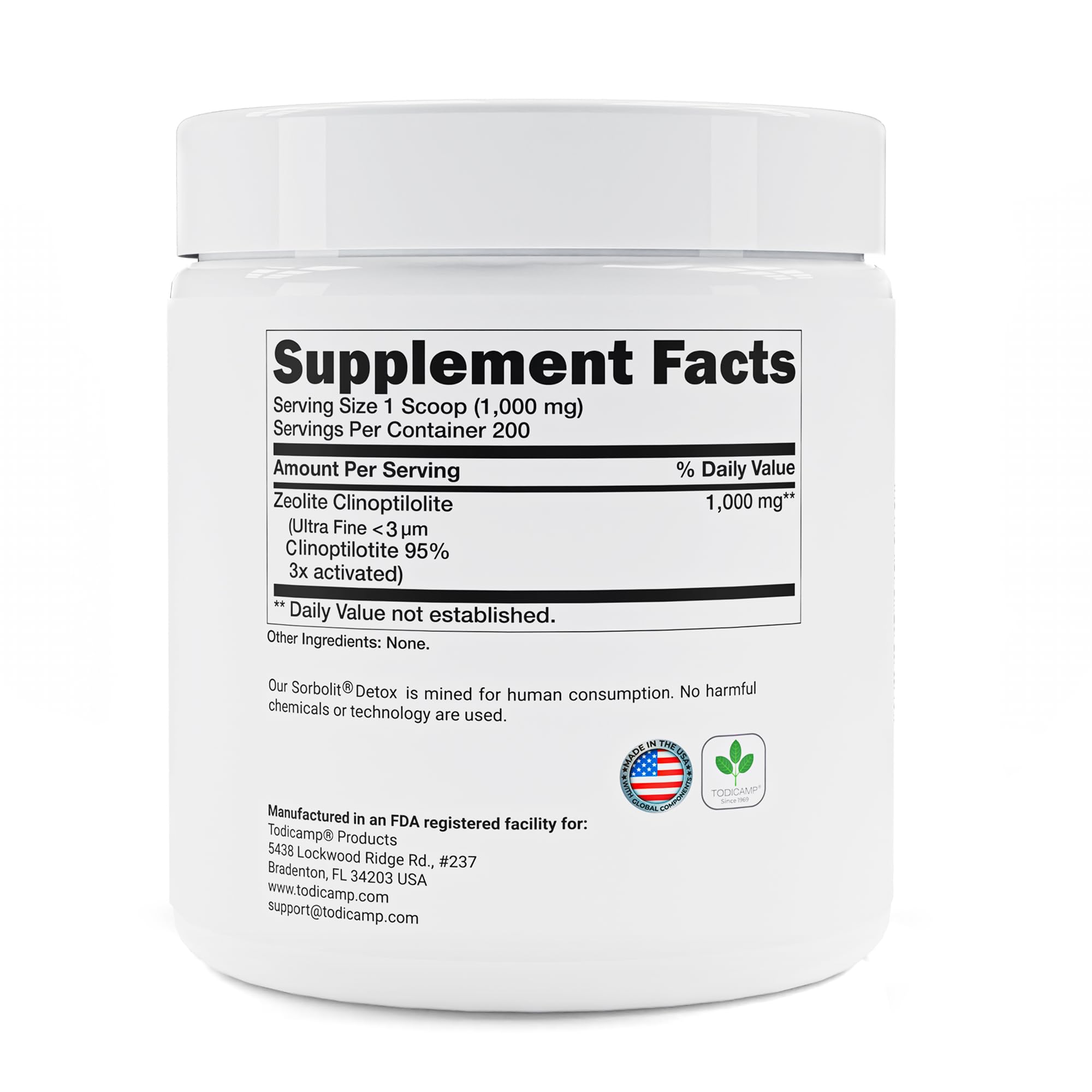 TODICAMP Zeolite Detox cuchara-medidora, facilita la dosis diaria para detox seguro.
