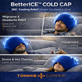 Tommie Copper BetterICE Cap, vista lateral, cobertura 360° para enfriar frente y sienes.