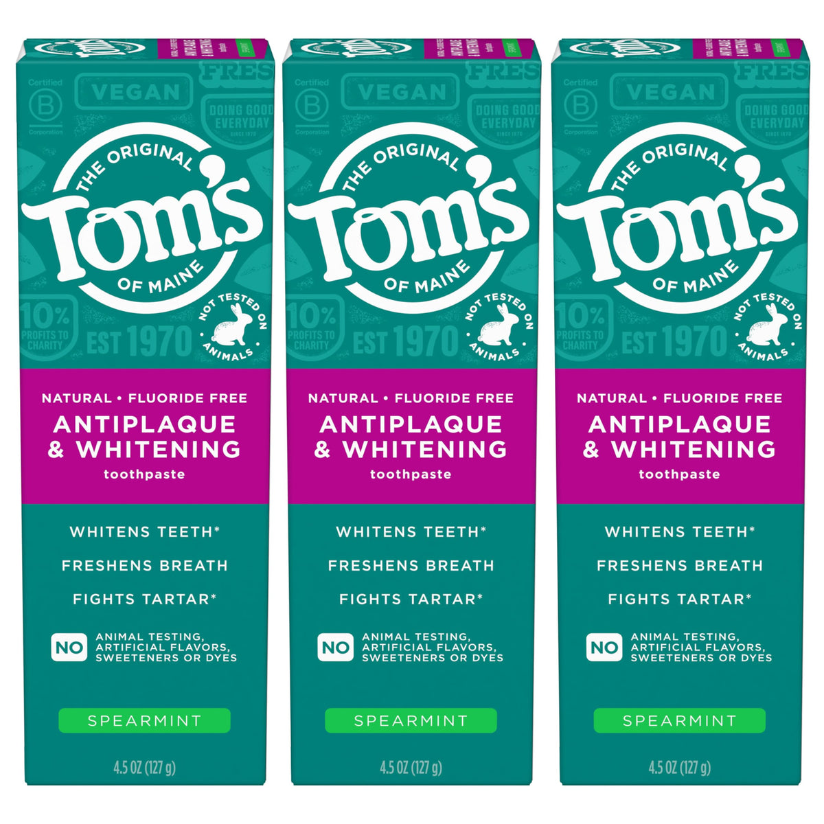 Tom’s of Maine pasta dental antiplaque menta verde en tubo para aliento fresco
