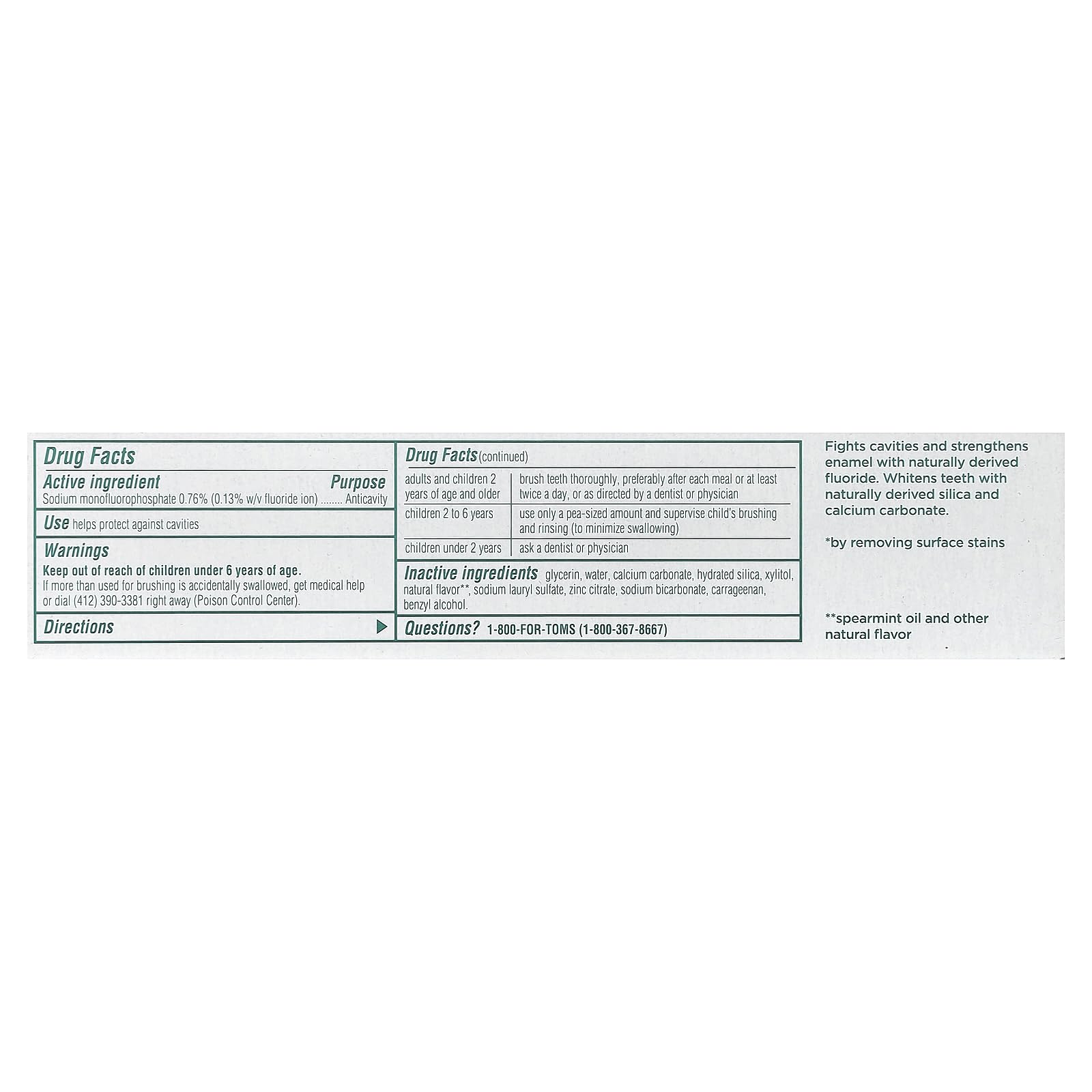 Tom's of Maine Whole Care, pasta dental remineralización para esmalte fortalecido