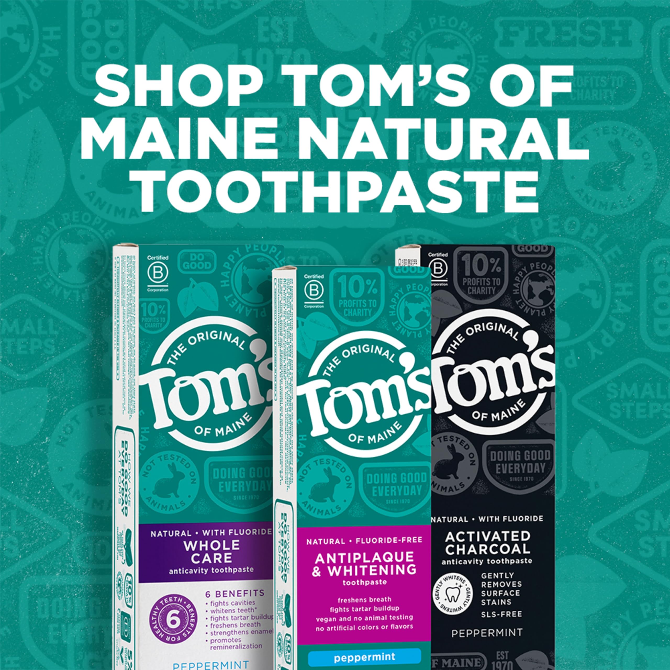 Tom's of Maine pack para viaje con opción sin fluoruro y menta.