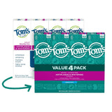 Pasta dental antiplaque sin fluoruro de Tom's of Maine, paquete 4, vista frontal para uso diario.