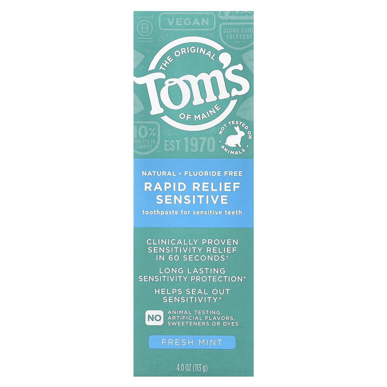 Tom's of Maine pasta dental sensible con ingredientes naturales para cuidado bucal