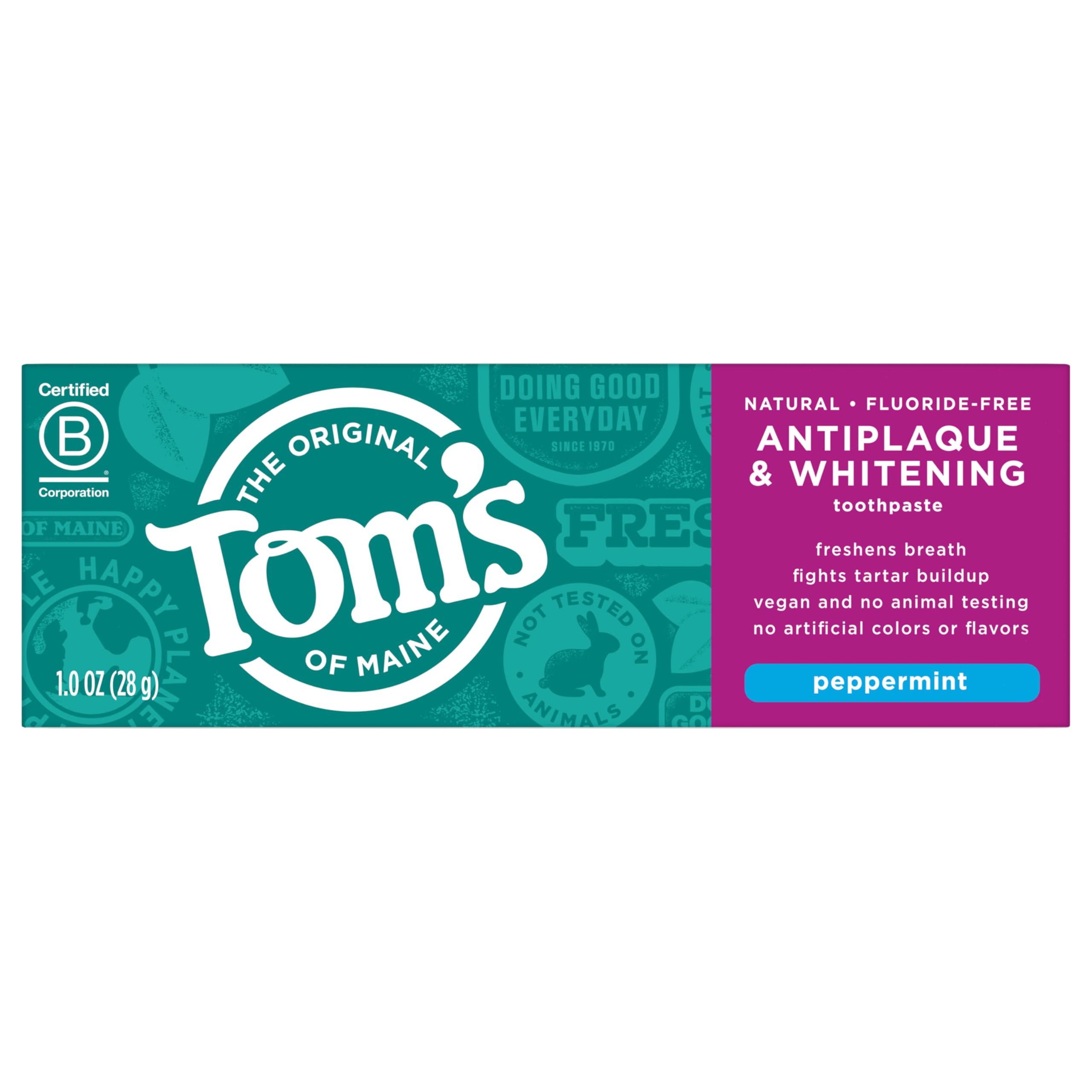 Tom's of Maine tubo de 1oz para cepillado diario, tamaño de viaje.