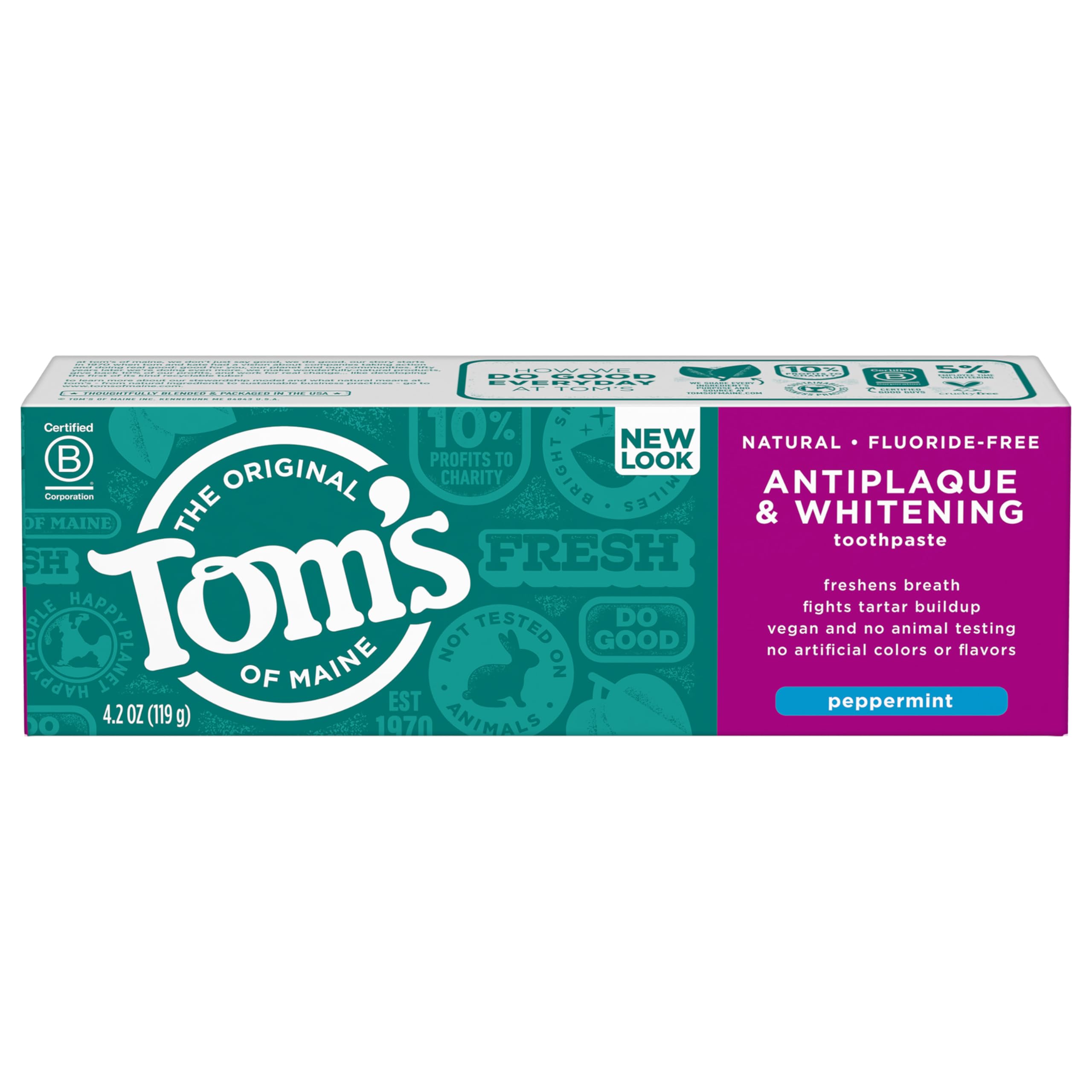 Tom's of Maine tubo reciclable con bandera azul para reciclar después del cepillado