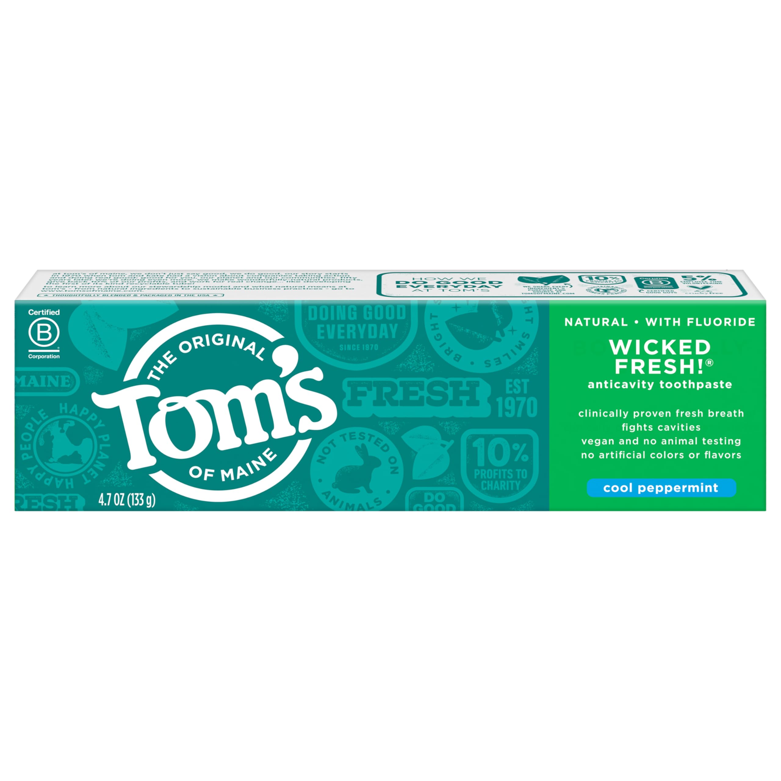 Pasta de Tom's of Maine con fluoruro para cuidado diario de dientes.