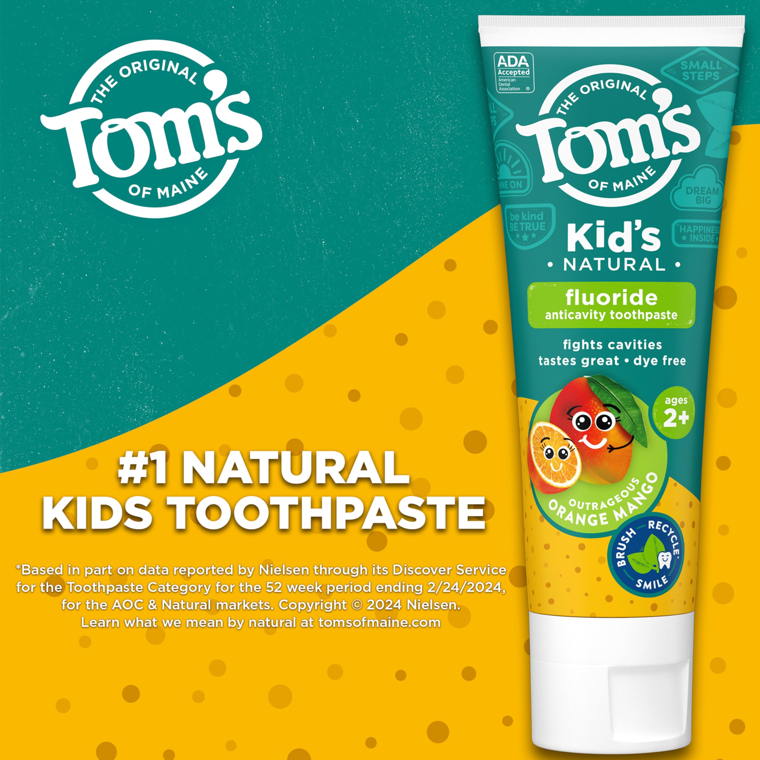 Pasta dental infantil Tom's of Maine, sabor cítrico, cepillado diario recomendado
