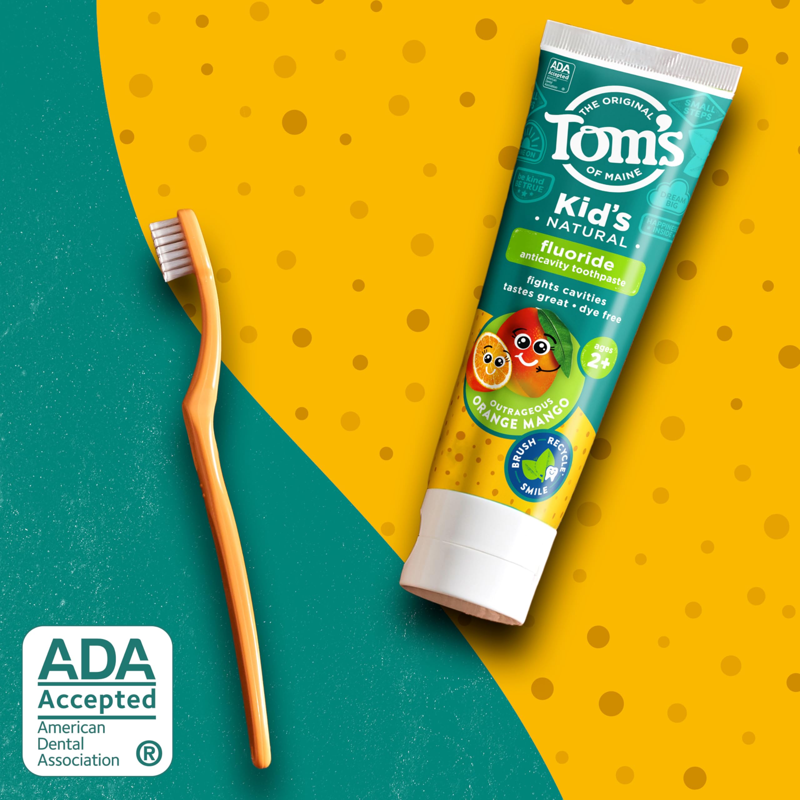 Pack de 3 tubos Tom's of Maine para niños, sabor naranja mango