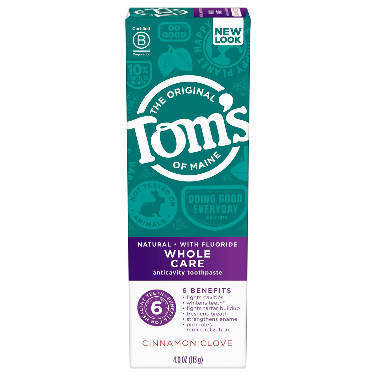 Tom's of Maine Cinnamon Clove pasta dental en tubo de 4 oz para uso diario.