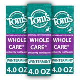 Tom's of Maine Whole Care con Wintermint en paquete de tres tubitos para uso diario.