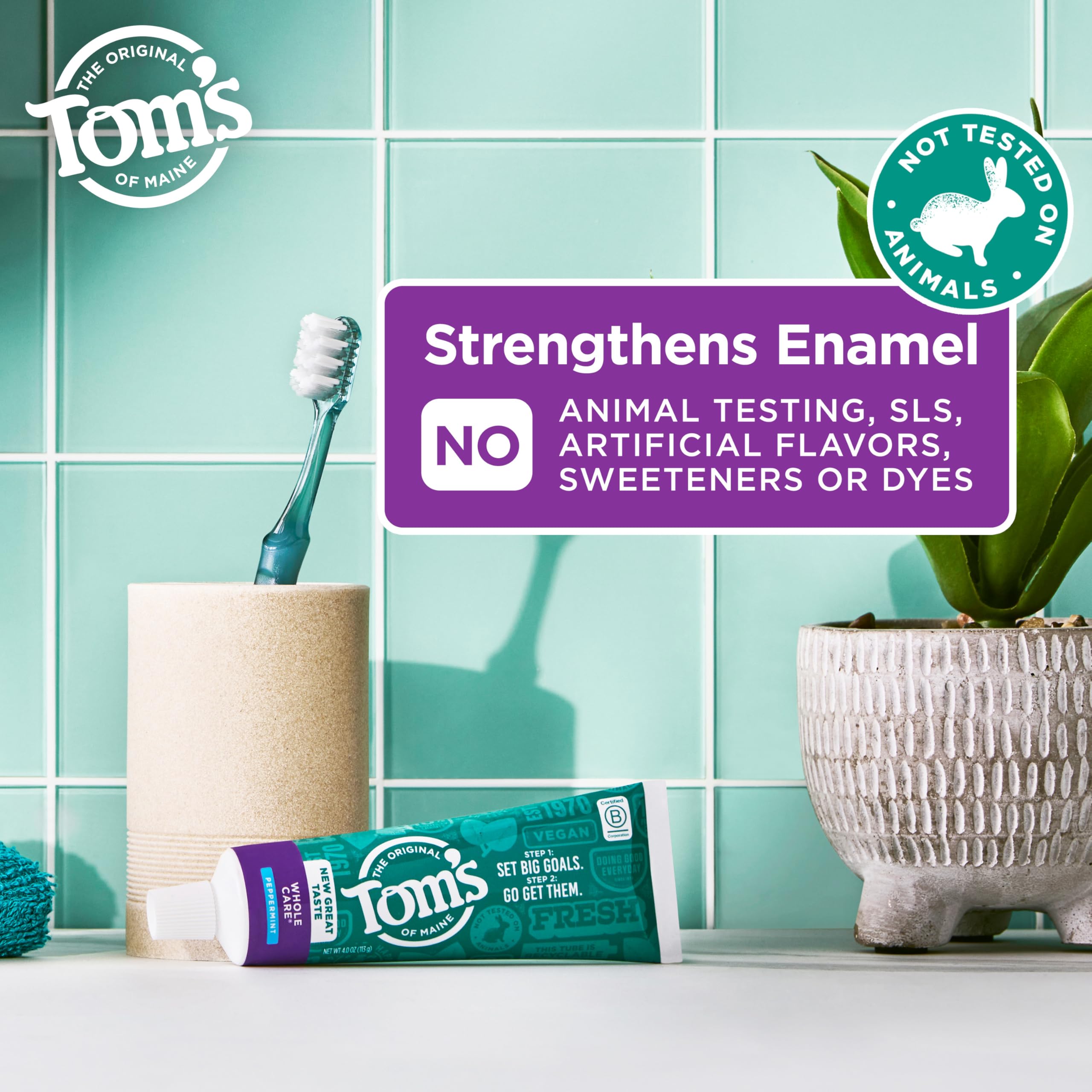 Pasta dental Tom's of Maine Whole Care con fluoruro para fortalecer esmalte