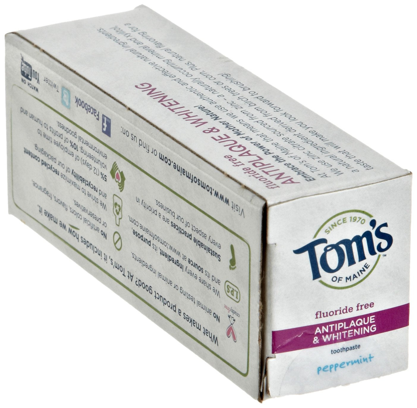 Pasta dental Tom's of Maine no probado en animales, compromiso ético.