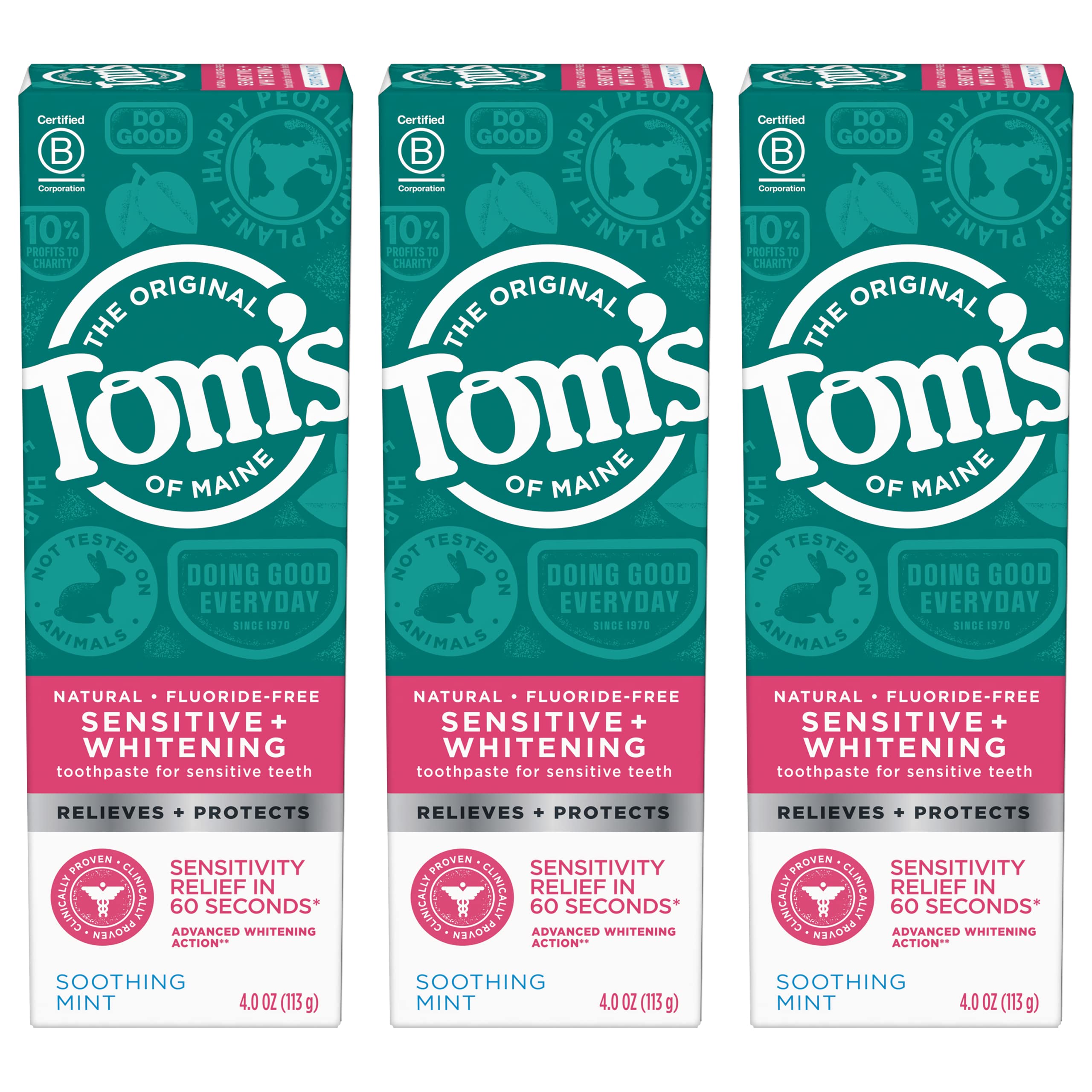 Pasta dental Tom’s of Maine sensible blanqueadora, mentas suaves para uso diario.