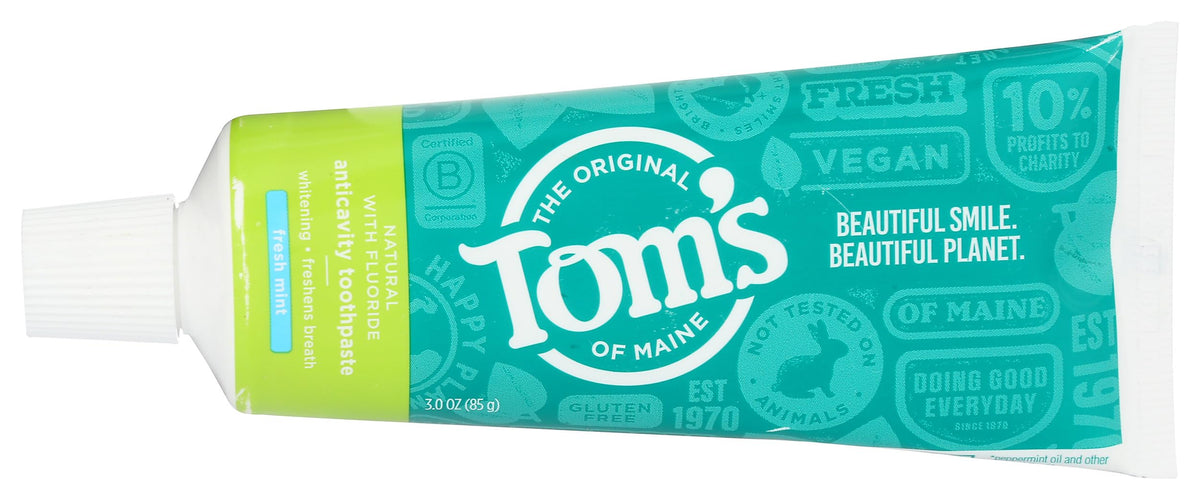 Tom's of Maine pasta anticaries menta fresca en formato viaje 3 onzas, cepillado práctico.