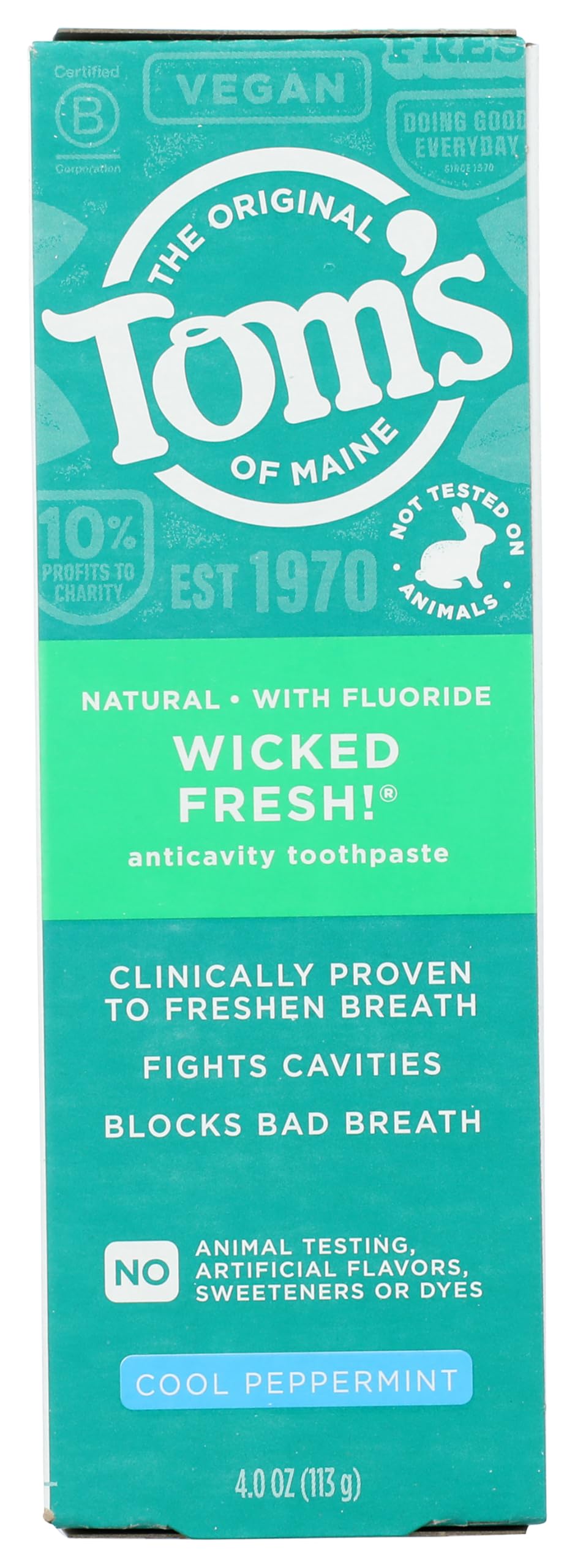 Tom's of Maine pasta dental mentolada en envase de 4oz para uso diario.