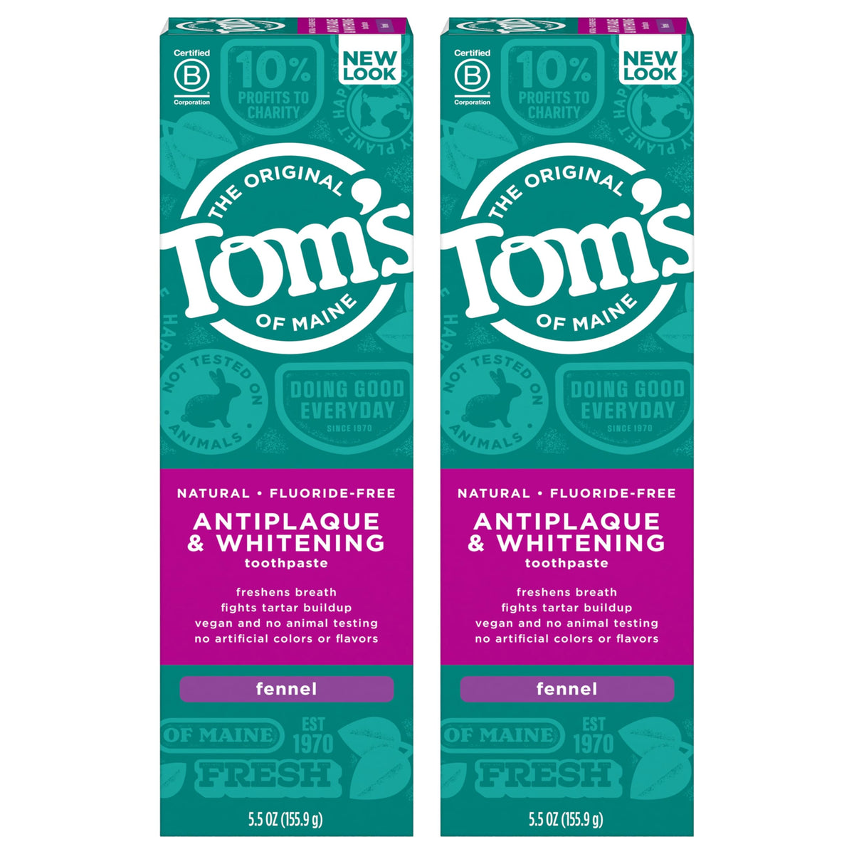 Tom's of Maine, pasta sin fluoruro, limpieza suave y sabor hinojo, dos unidades