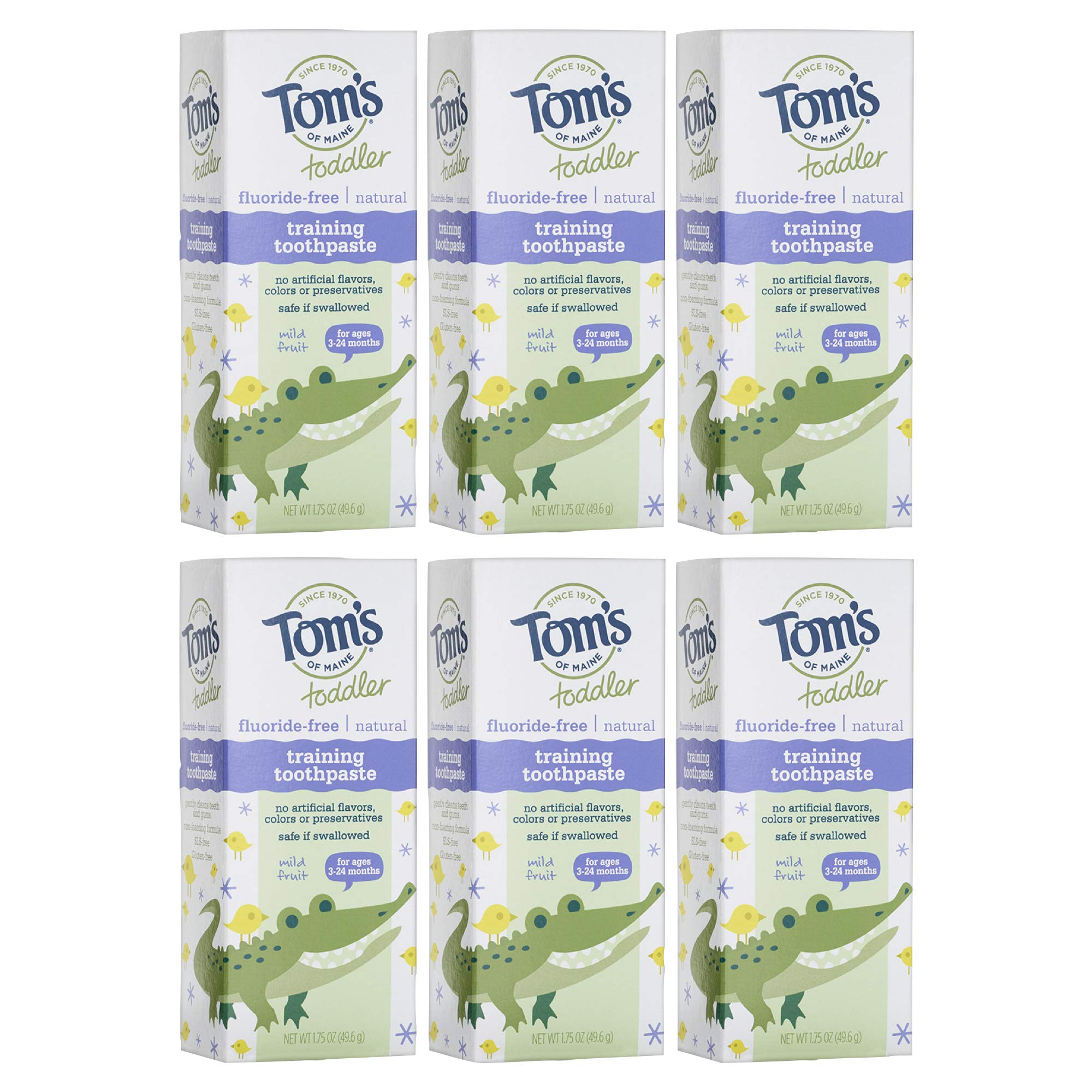 Tom's of Maine Toddlers sin fluoruro, envase frontal, inicio suave del cepillado para niños