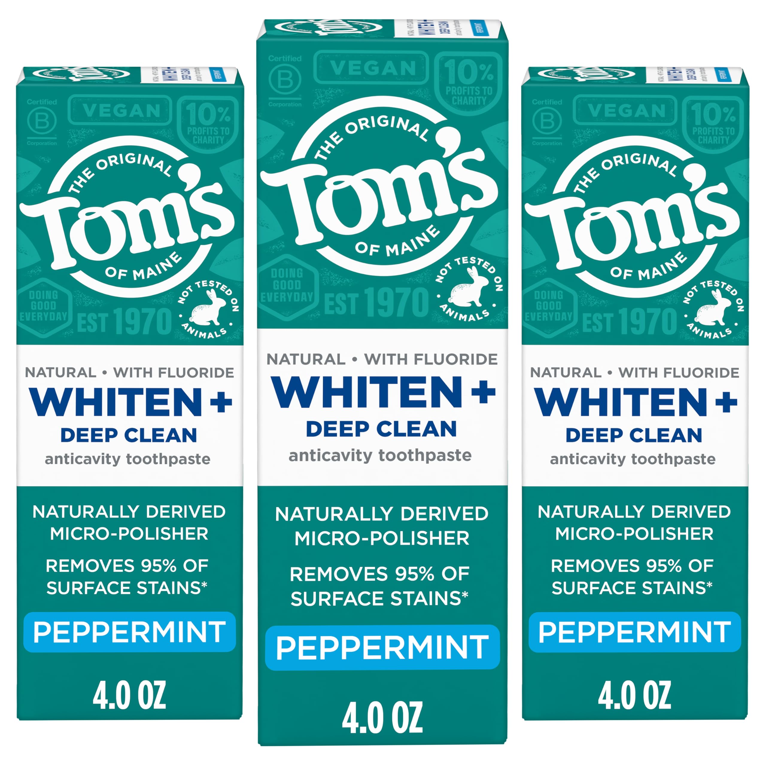 Tom’s of Maine Whiten Plus Deep Clean: micro pulidores naturales ayudan a pulir y prevenir manchas.