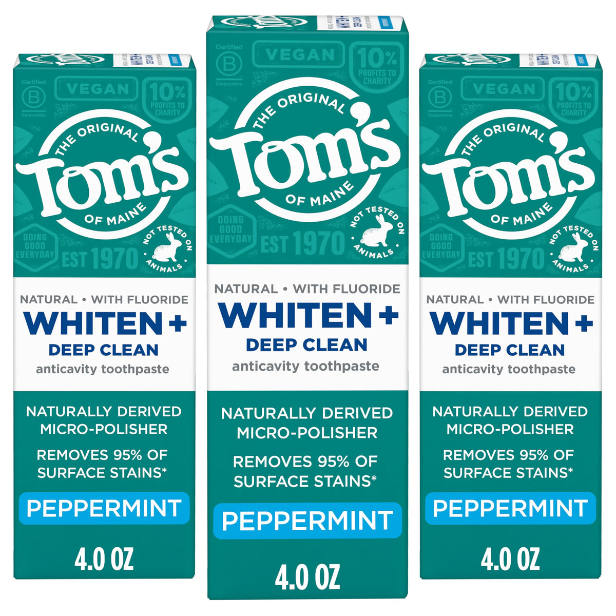 Tom’s of Maine Whiten Plus Deep Clean: tubo de pasta mentolada para blanqueado suave.