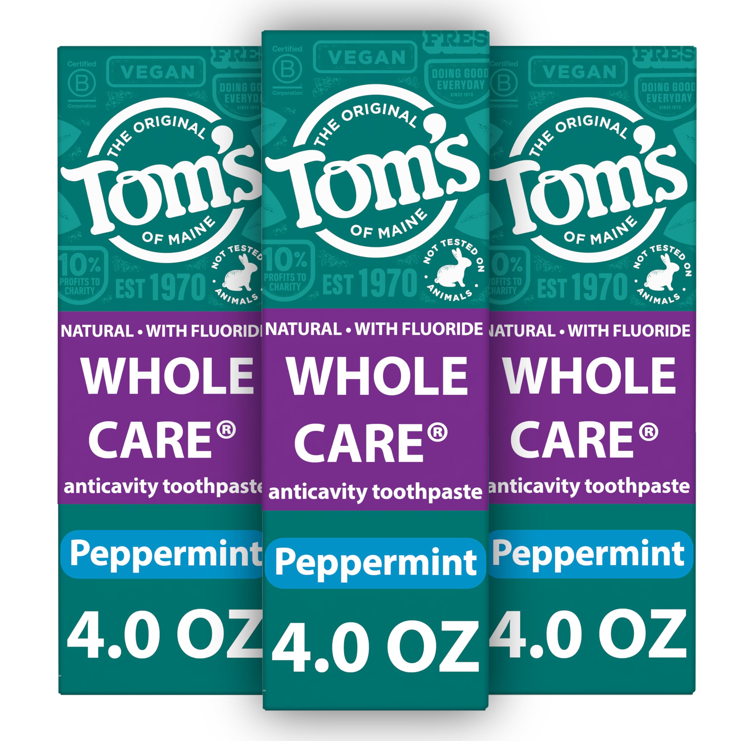 Tom's of Maine Whole Care, tubo de pasta dental menta 4 oz para uso diario