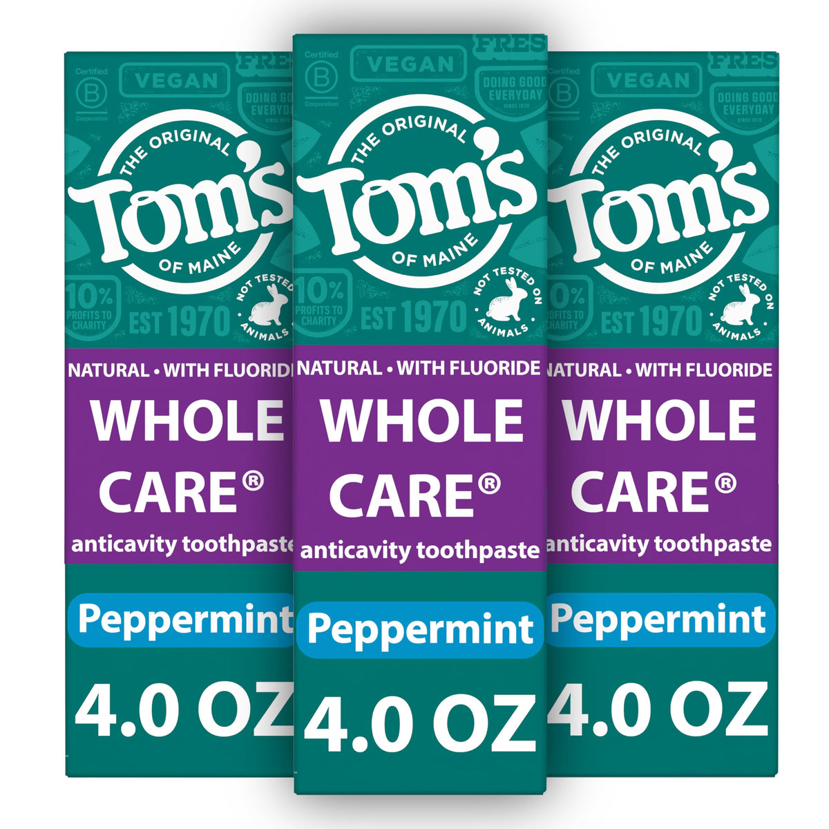 Tom's of Maine Whole Care, tubo de pasta dental menta 4 oz para uso diario