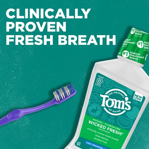 Etiqueta natural de Tom s of Maine Wicked Fresh enjuague bucal sin colorantes