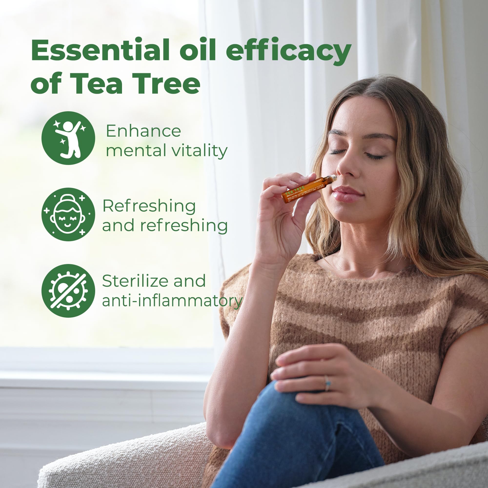 TOMSEM Aceite de Árbol de Té Roll-On: bola rodante suave para aplicación precisa.