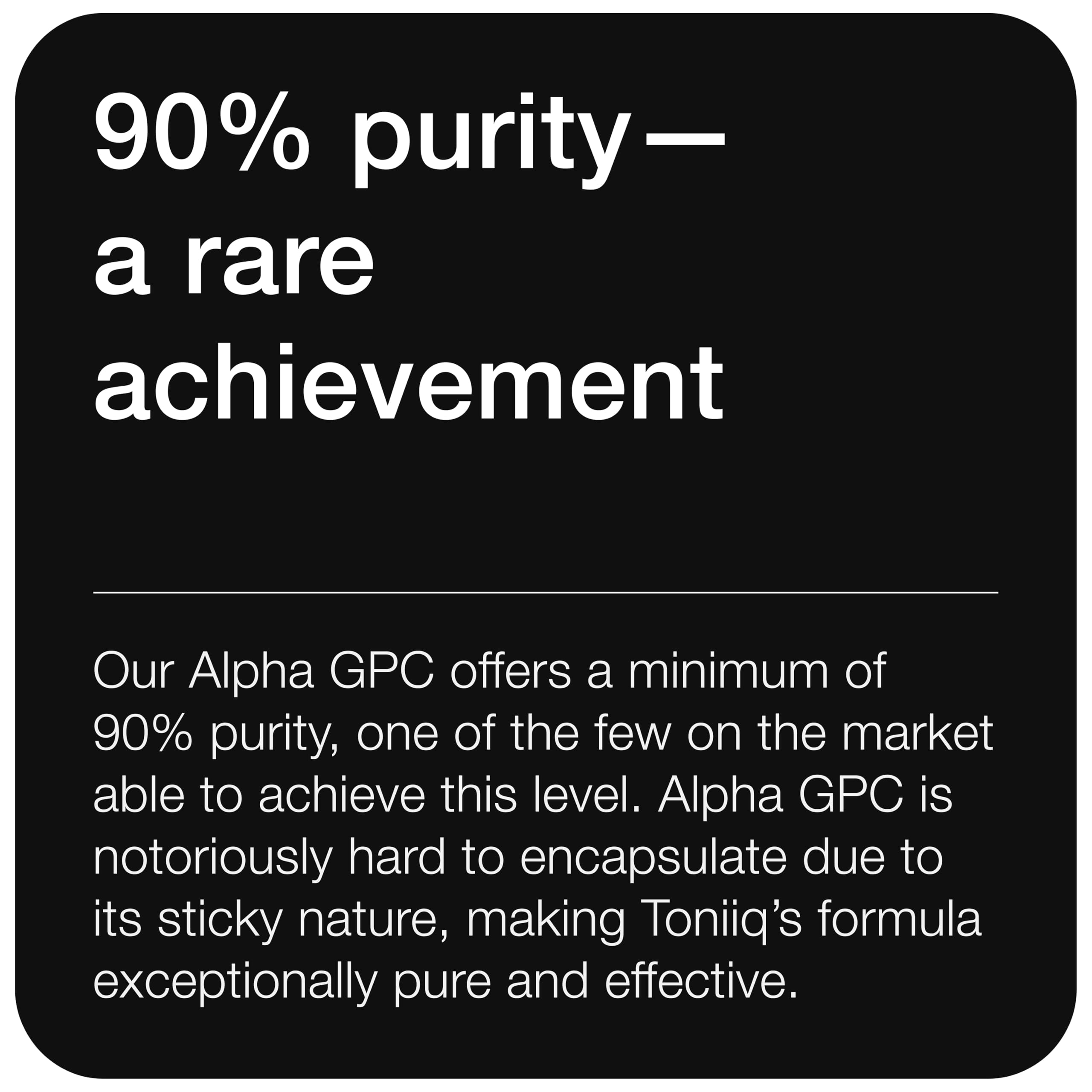 Toniiq Alpha GPC 600 mg, etiqueta detallada y transparencia de calidad