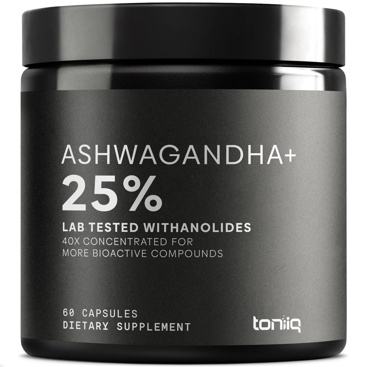 Toniiq Ashwagandha: botella de cápsulas para uso diario y apoyo al bienestar