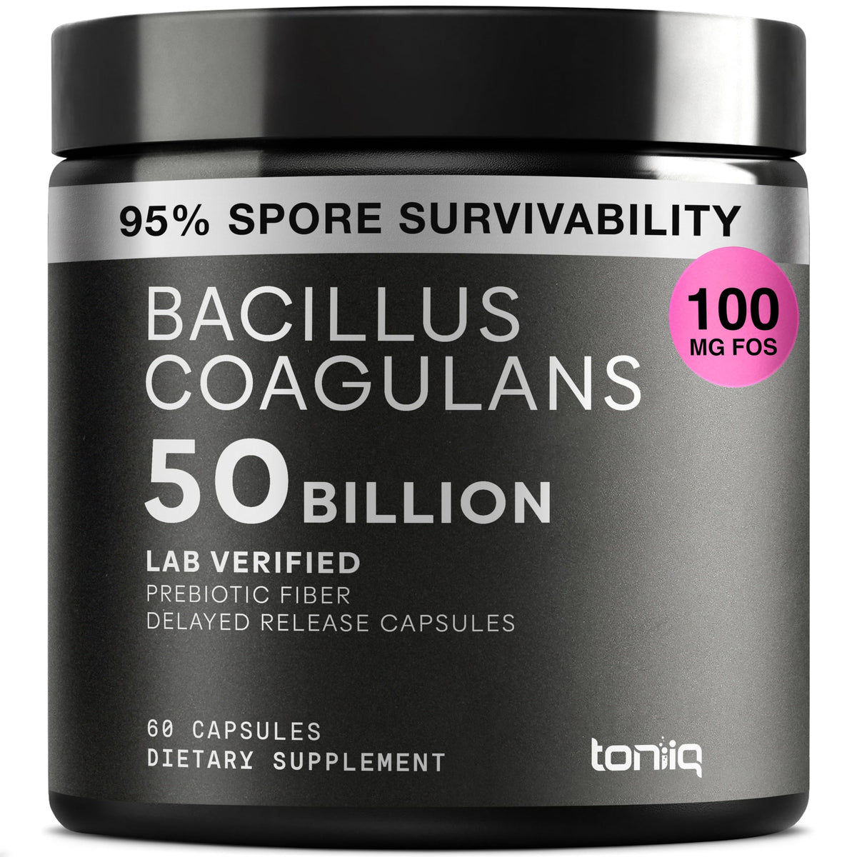 Toniiq Bacillus Coagulans, cápsulas, 50B CFU para soporte intestinal.