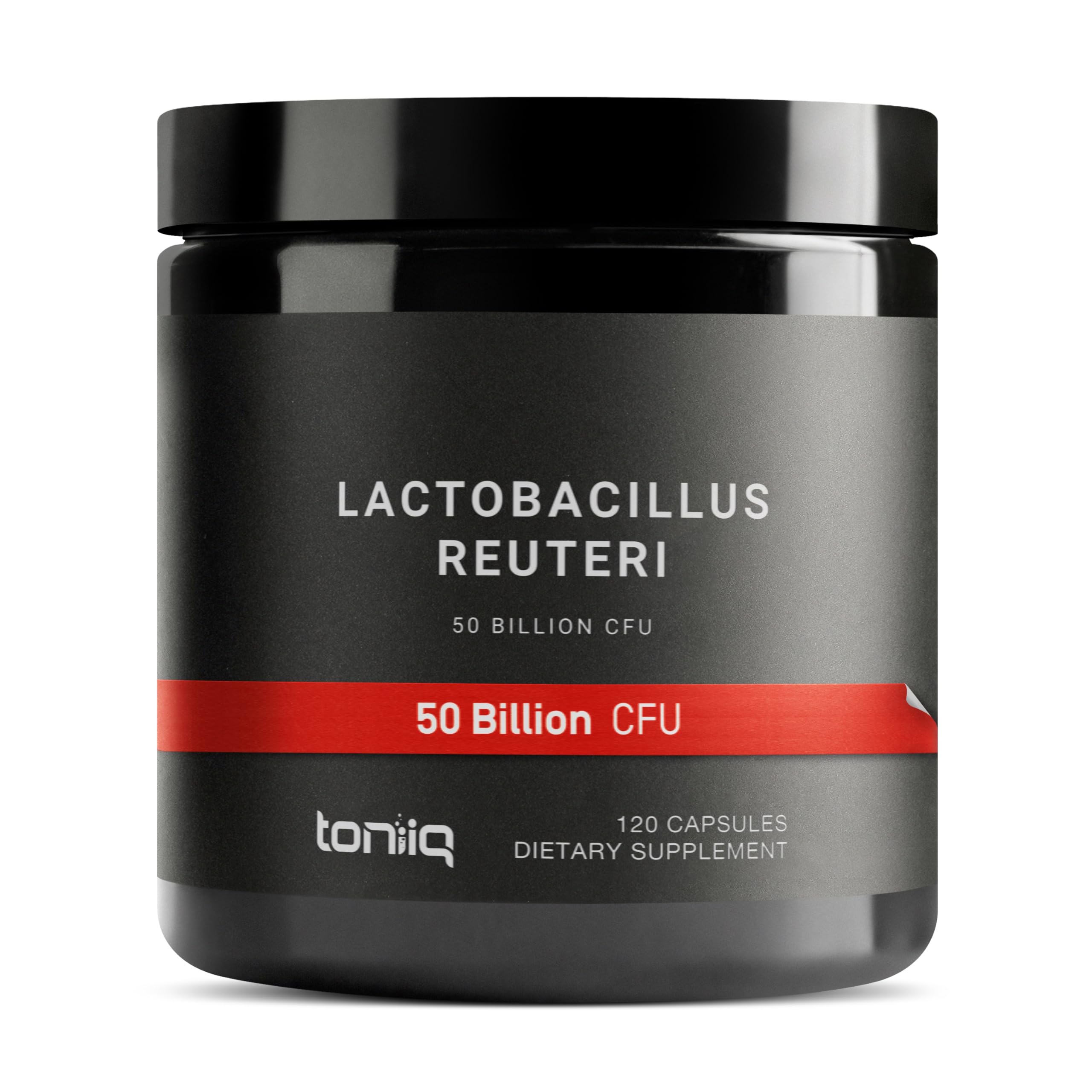 Toniiq botella de probiótico Lactobacillus Reuteri con alto CFU para apoyo digestivo.