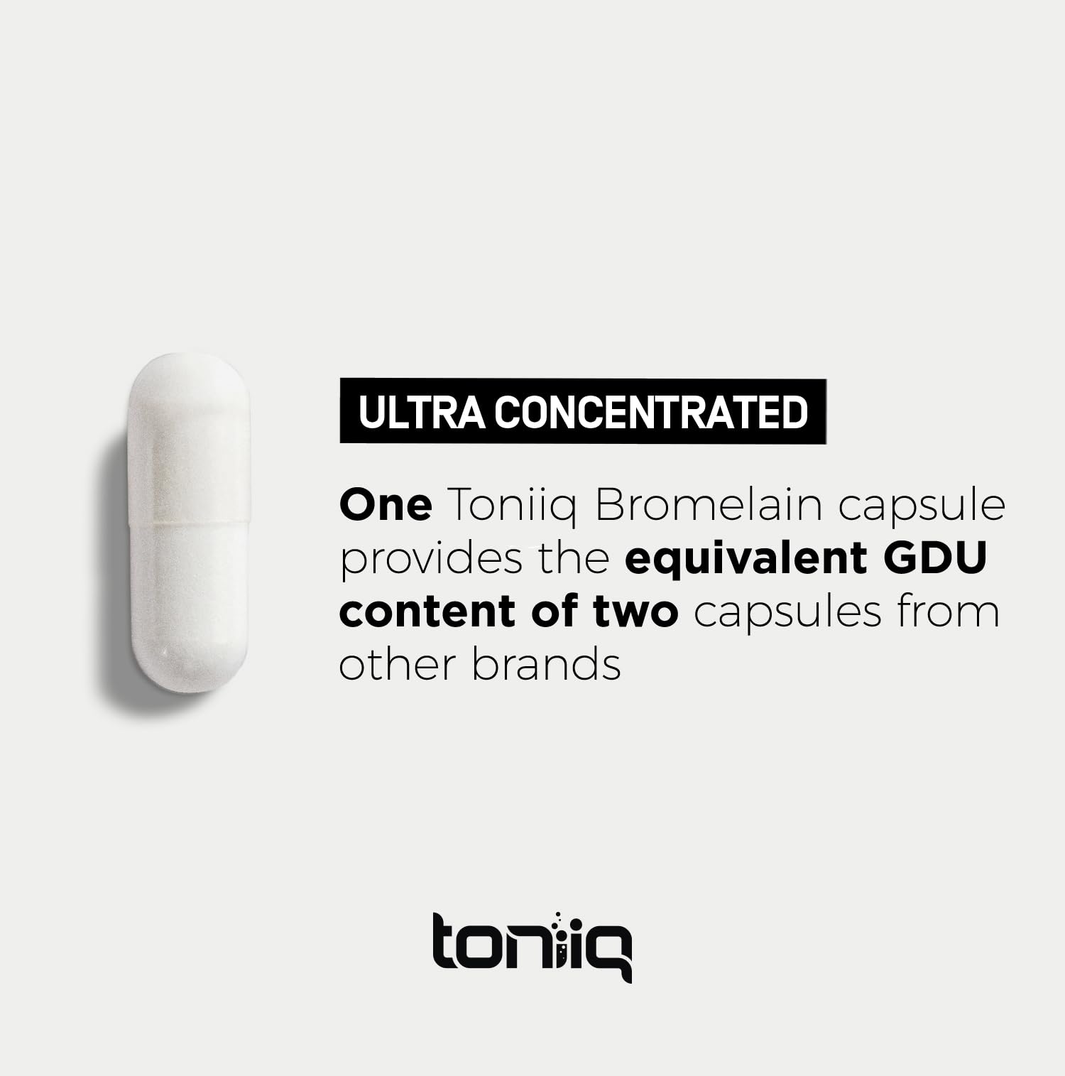 Toniiq Bromelina: caja exterior para almacenamiento cómodo.