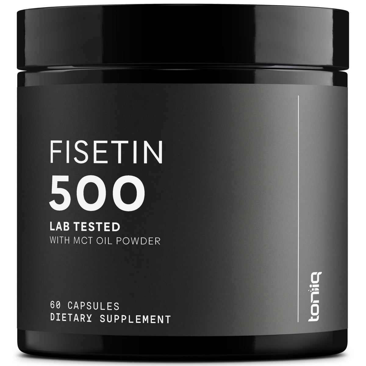 Toniiq Fisetina 500 mg, cápsulas en botella, mejora la absorción con MCT