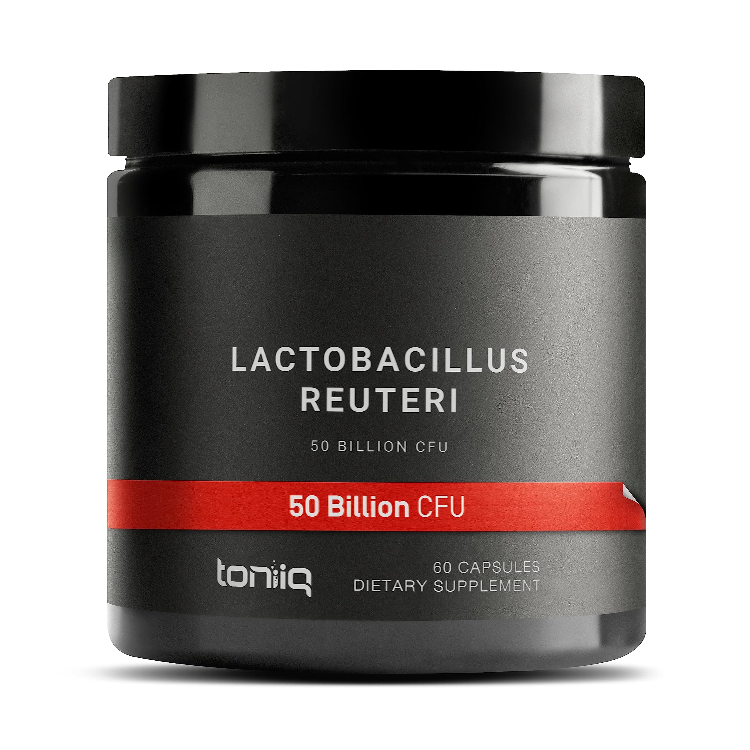 Toniiq Lactobacillus Reuteri, botella de cápsulas, apoyo digestivo diario