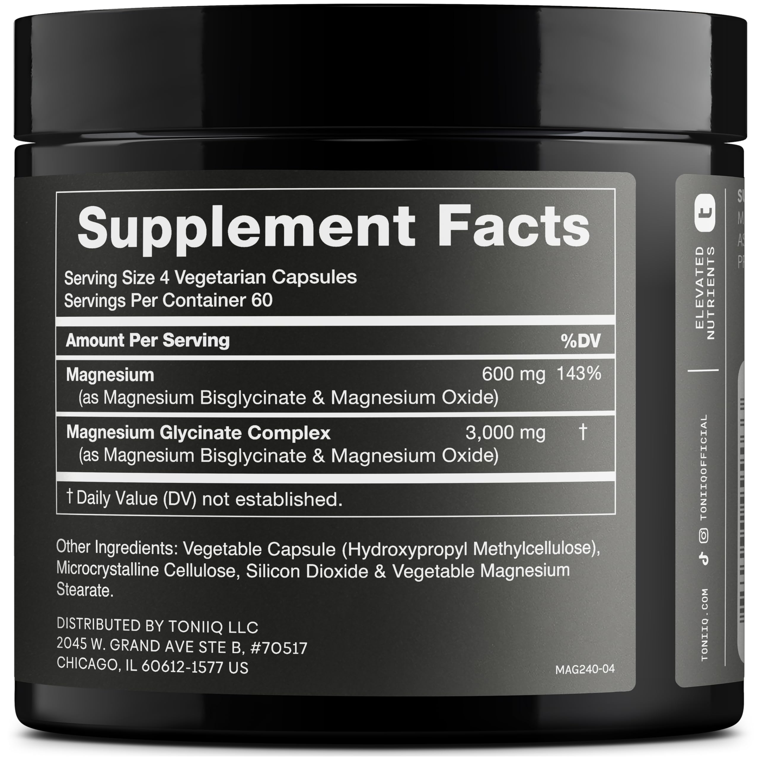 Toniiq 600 mg de magnesio elemental, dosis clara para tu día.