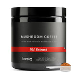 Toniiq Mushroom Coffee en taza para empezar el día con enfoque.