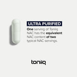 Envase exterior de Toniiq NAC para almacenamiento seguro en casa.