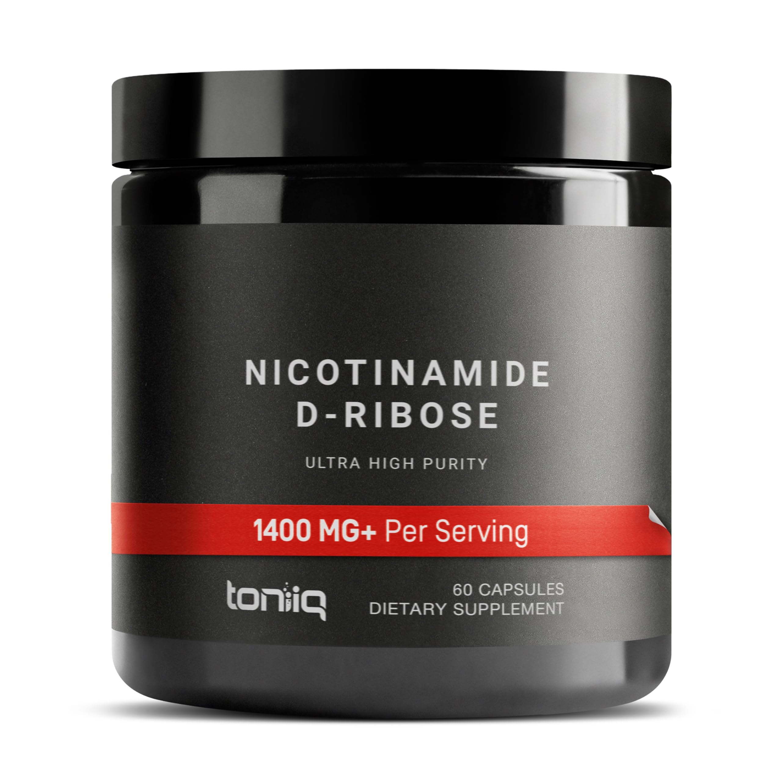 Toniiq NAD Ultra Potencia 1400 mg en botella, enfoque en el envase para uso diario.