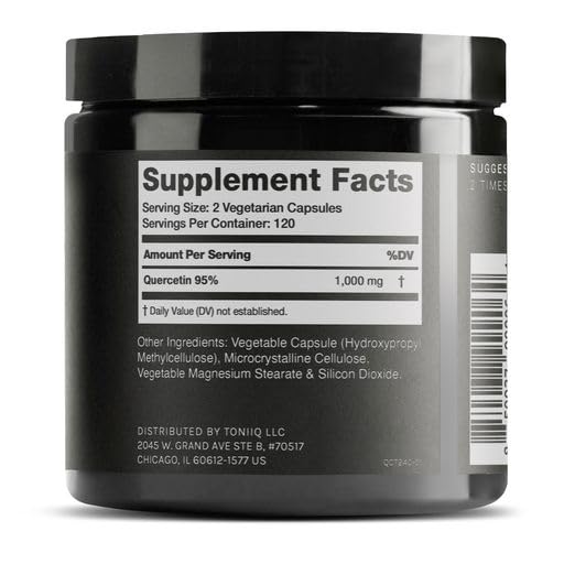 Toniiq Quercetina: porción de 1000 mg para apoyo diario.