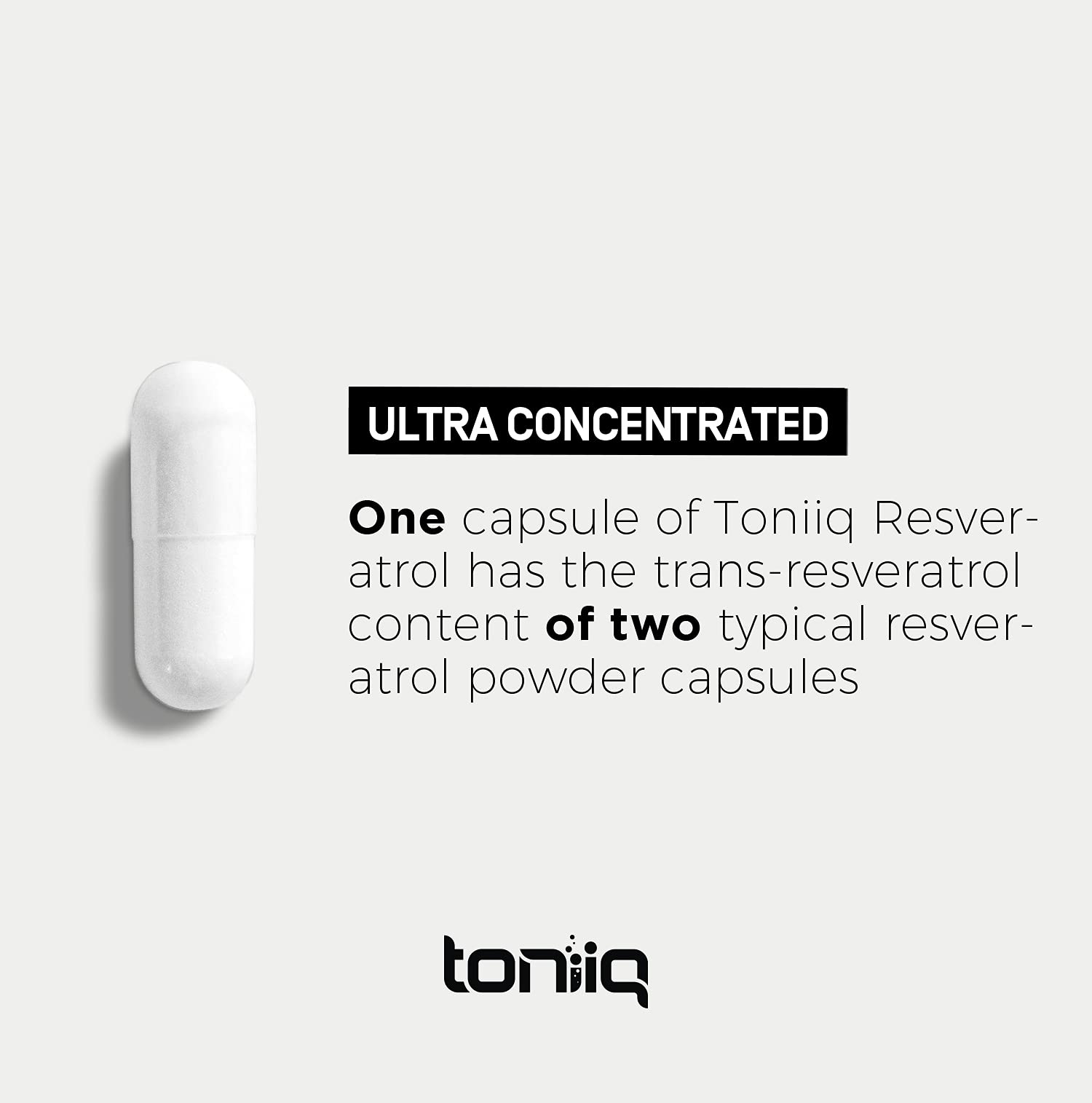 Toniiq Resveratrol: botella con cierre ergonómico para uso diario cómodo.