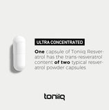 Toniiq Resveratrol: botella con cierre ergonómico para uso diario cómodo.