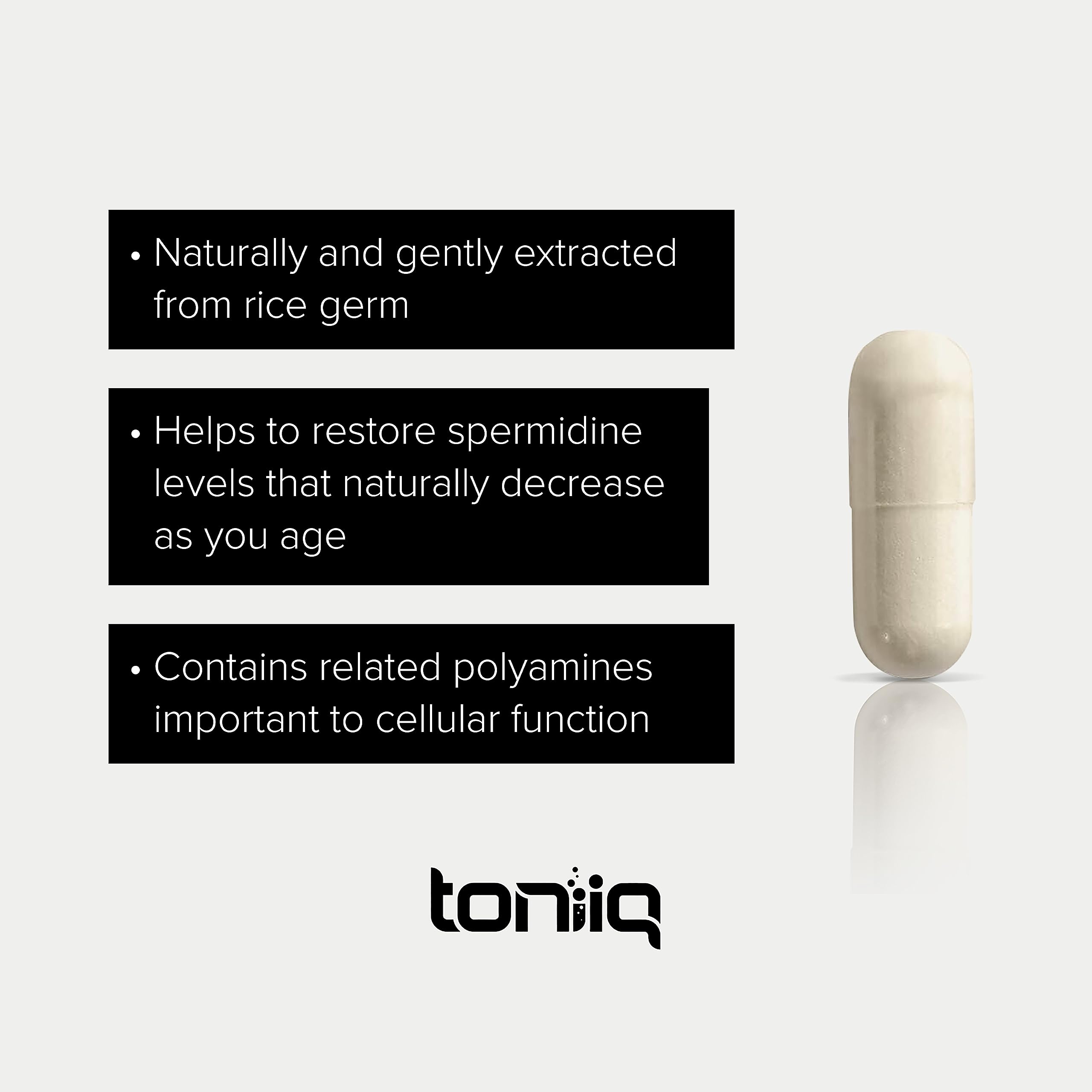 Toniiq Spermidina: extracto de germen de arroz, fuente natural para una ingesta nutritiva diaria.