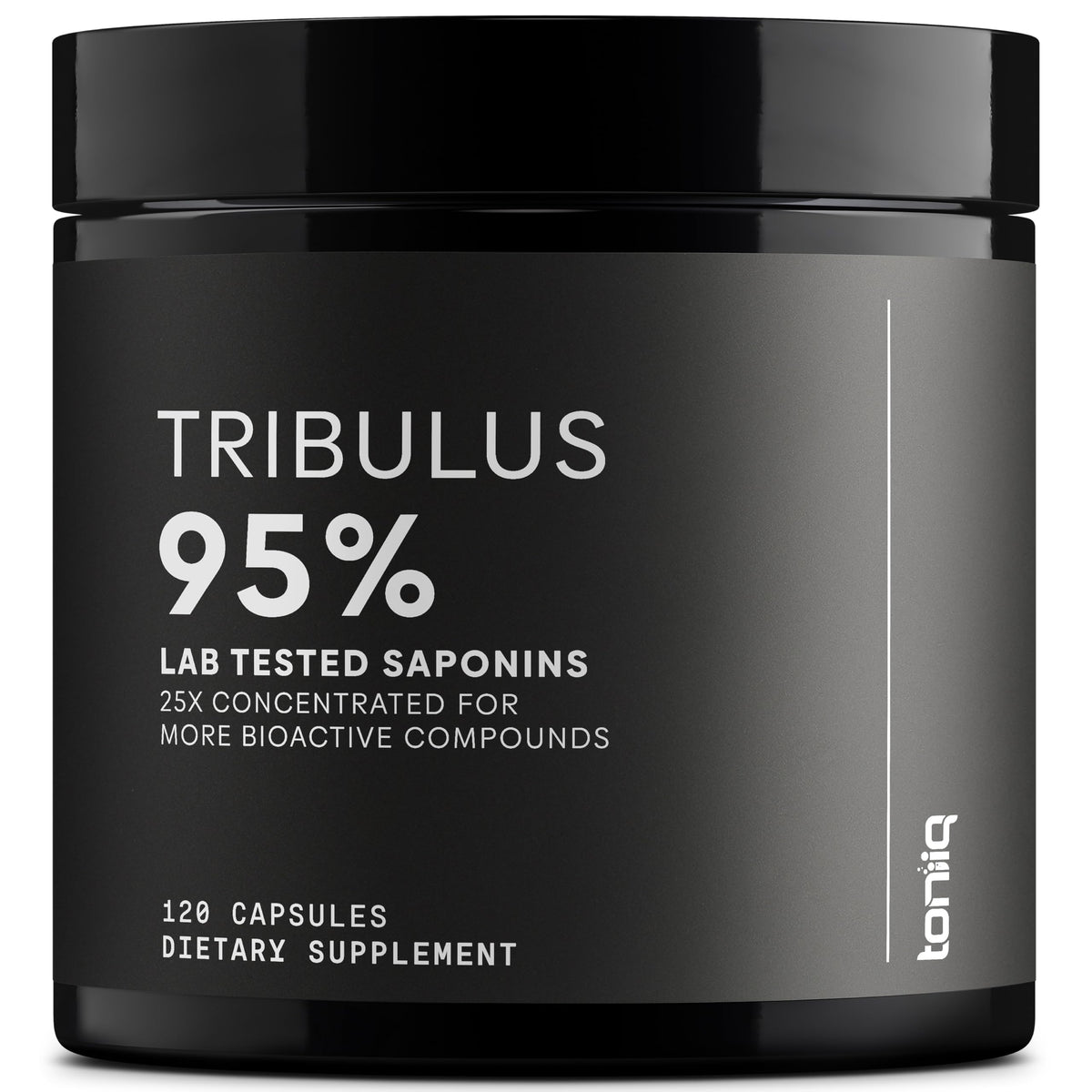 Toniiq Tribulus Terrestris frasco de 120 cápsulas para uso diario.