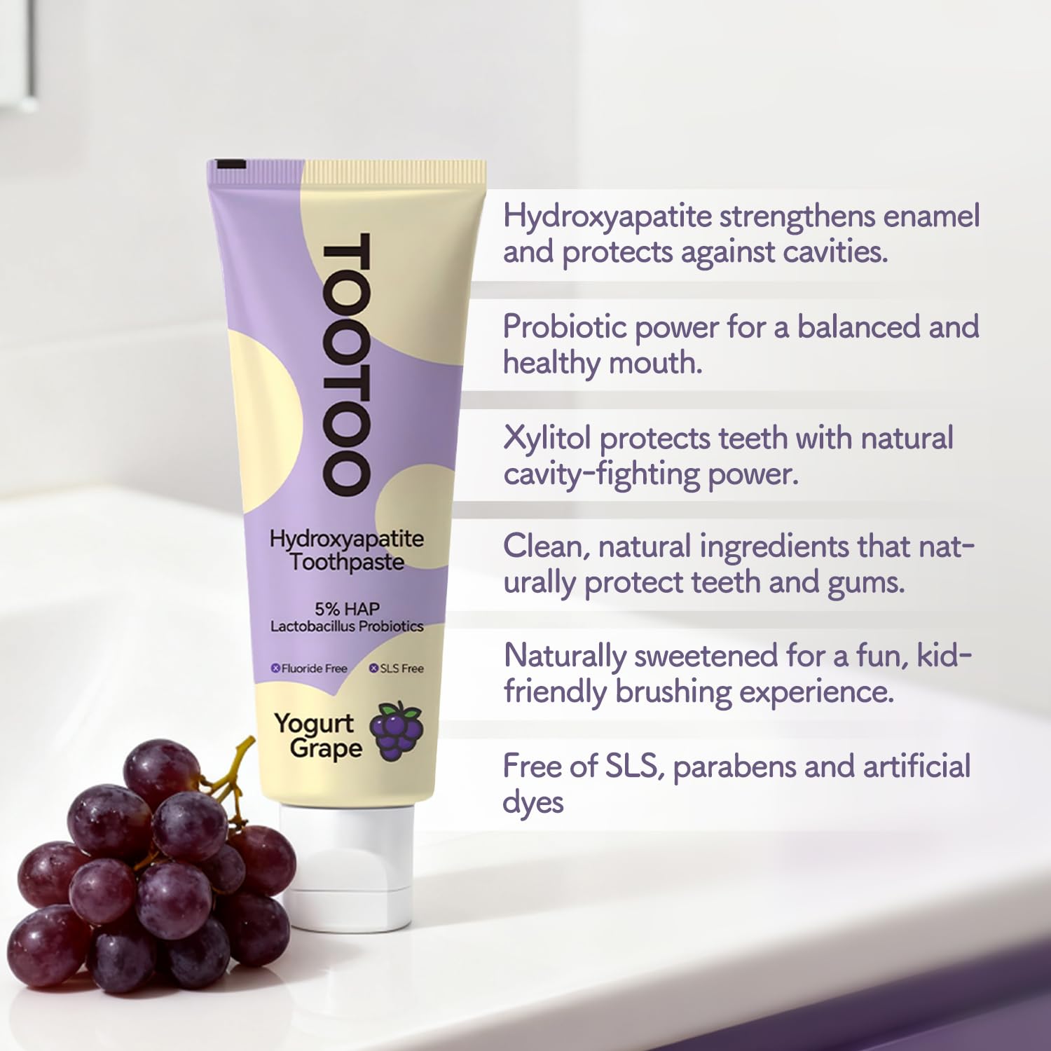 TooToo fórmula natural, ingredientes suaves libres de SLS y parabenos